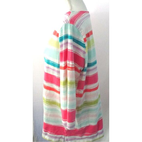 CJ Banks Women's Plus 3/4 Sleeve Multi Corlor Striped Shirt Size 1X - Picture 4 of 10
